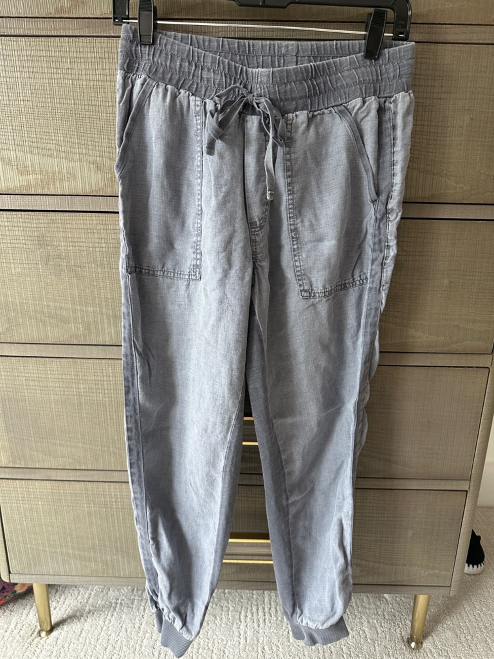 Splendid Light Gray / Blue Women's Drawstring Jogger Pants